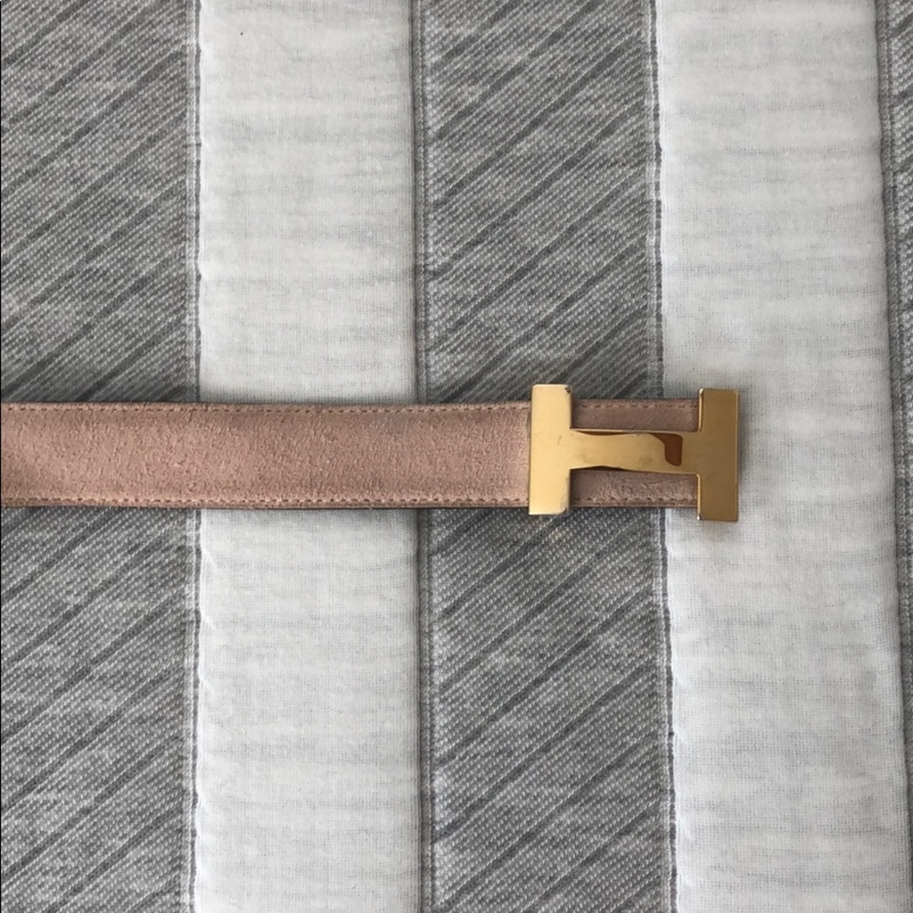 H Belt - cream with gold H buckle